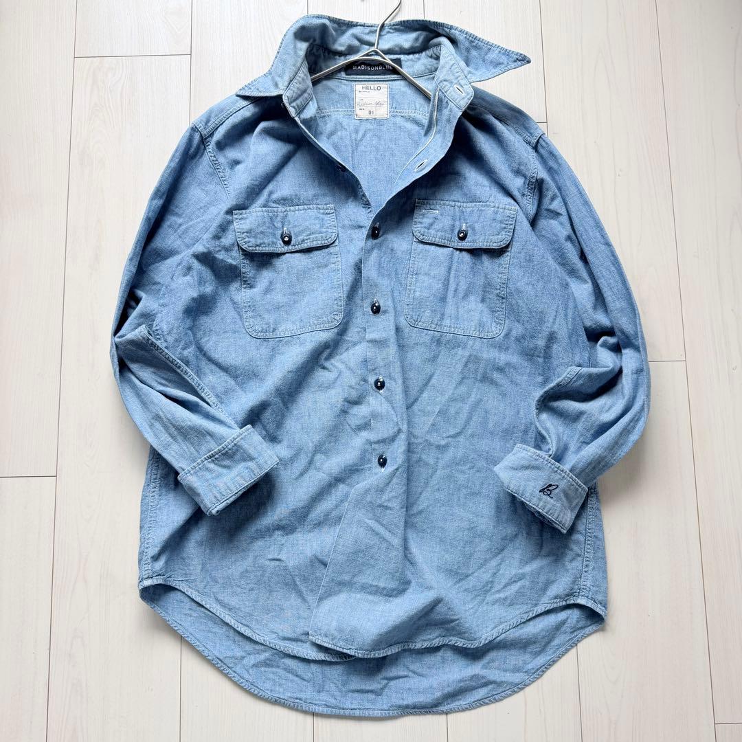 希少✨マディソンブルー　HAMPTON シャンブレーシャツ ワークシャツ　刺繍