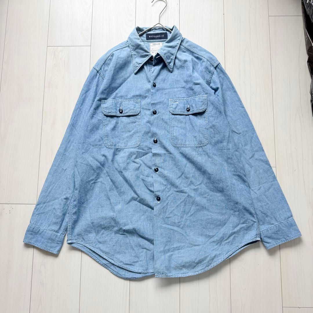 希少✨マディソンブルー　HAMPTON シャンブレーシャツ ワークシャツ　刺繍