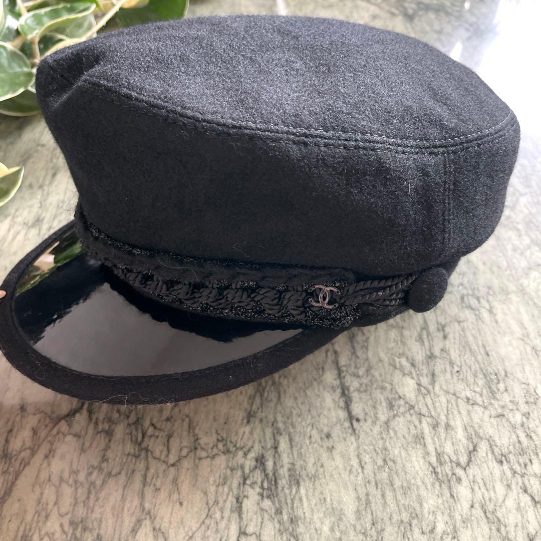 最終CHANEL キャスケット used ブラック ロゴ シャネル