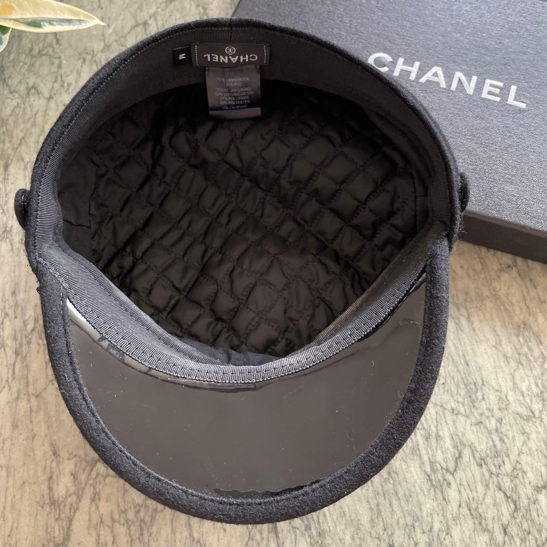 最終CHANEL キャスケット used ブラック ロゴ シャネル