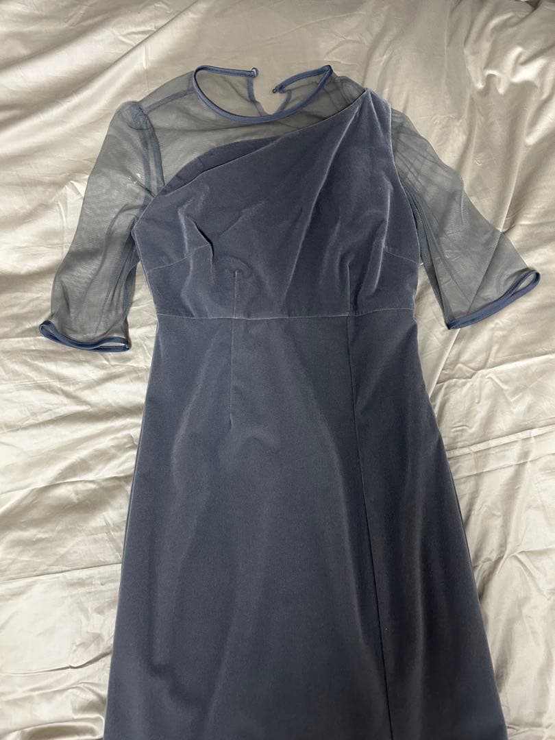 値下げ【LEJA】アシンメトリーティアードフリル3WAYベロアIラインドレス　S