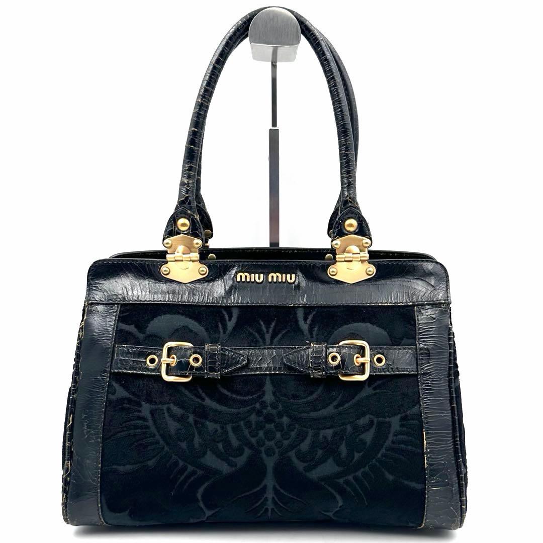 《美品》miu miu アーカイブ アンティーク加工 ゴールド金具 ハンドバッグ