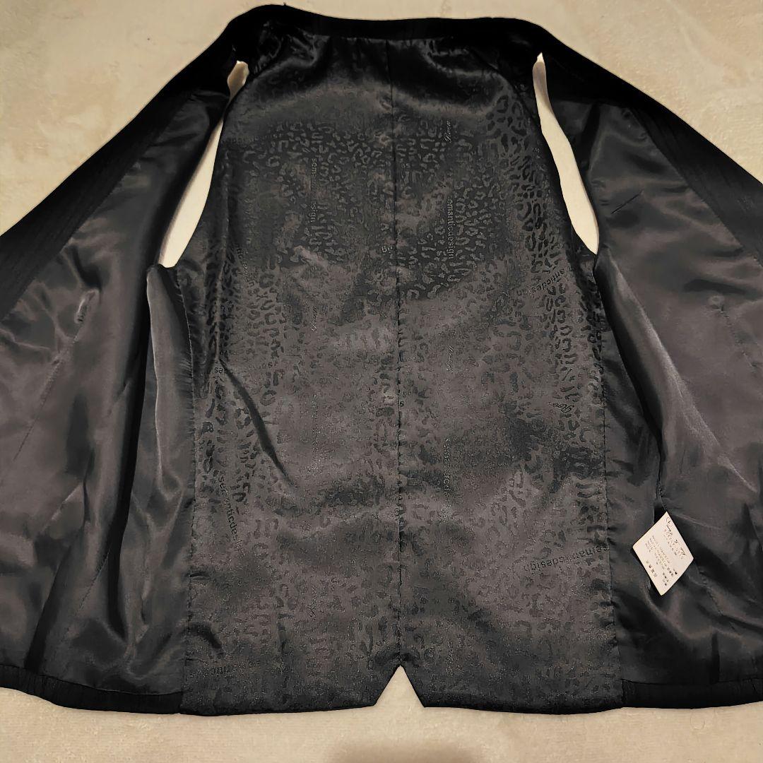 美品　ロエン　スリーピースセットアップスーツ　ドクロ　総柄　L ストライプ　黒