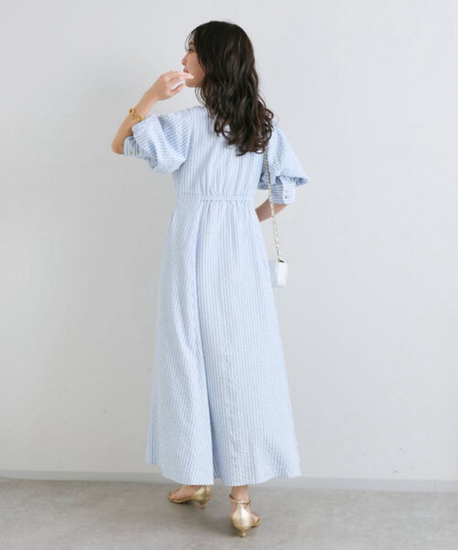 【美品】サッカーストライプフレアシャツワンピース 38 ラブティックボンボン