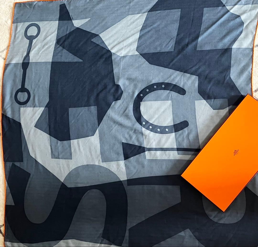 pikari　SALEセールHERMESメンズカシシル100ブルーカレH