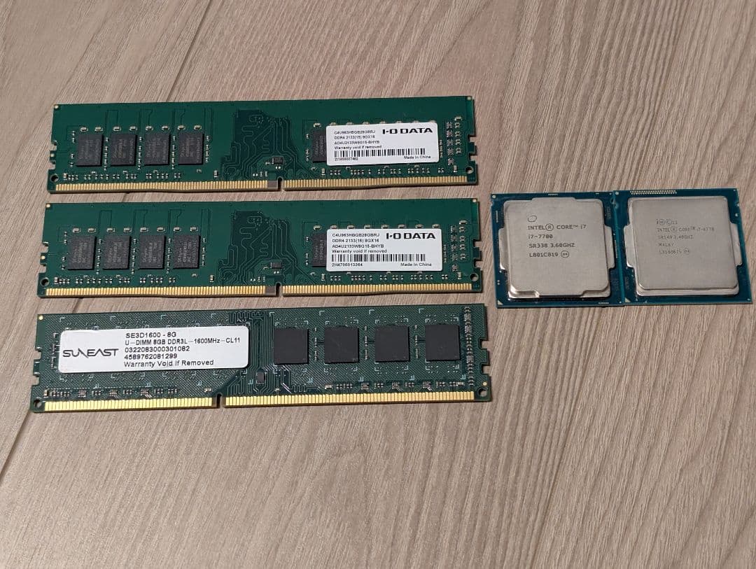 Intel Core i7-7700、 i7-4770とメモリ3枚セット
