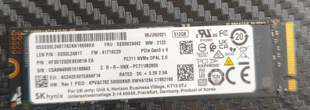 内蔵型SSD 2 SK hynix HFS512GDE9X081N 512GB SSD