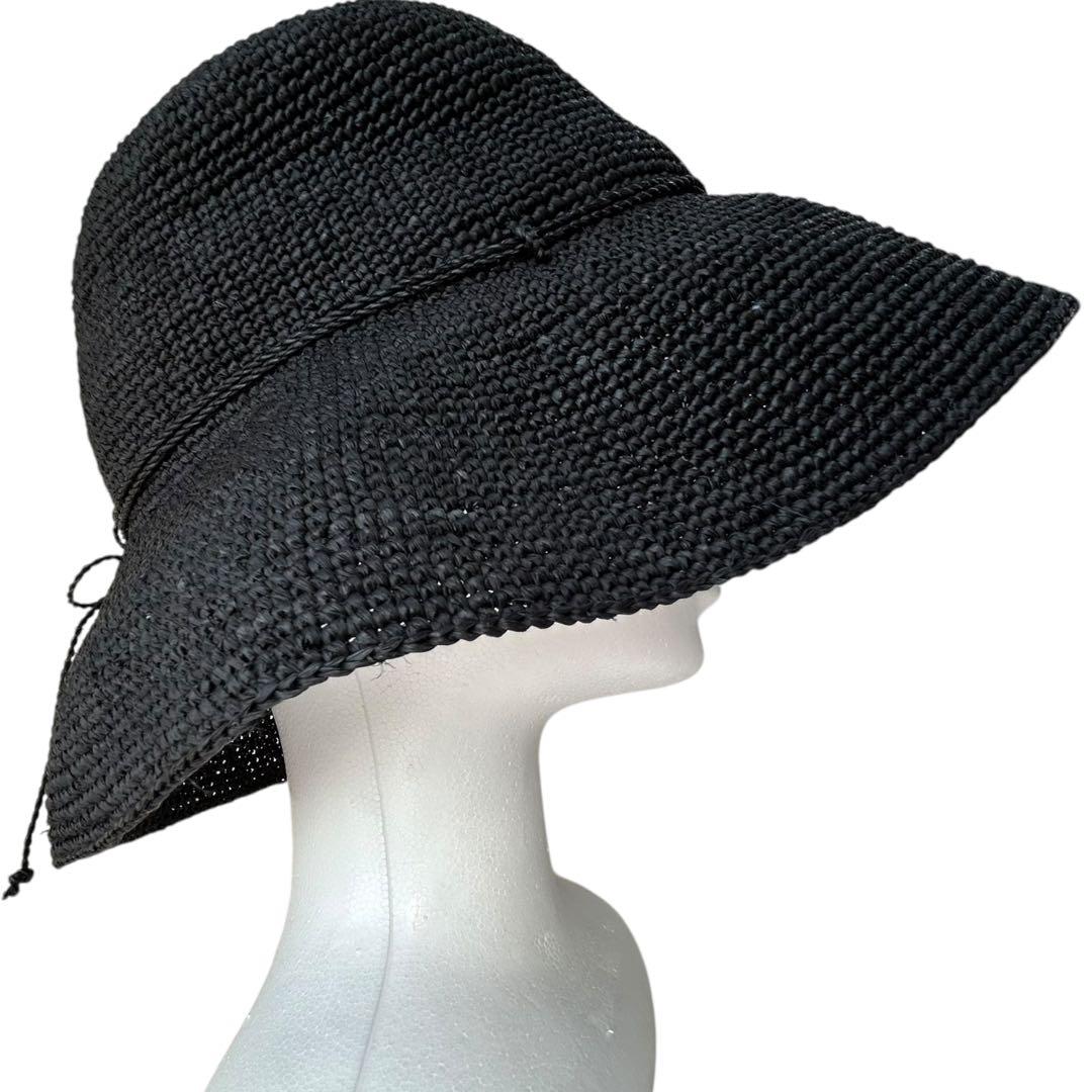 ヘレンカミンスキー　麦わら帽子　ストローハット　黒　ブラック