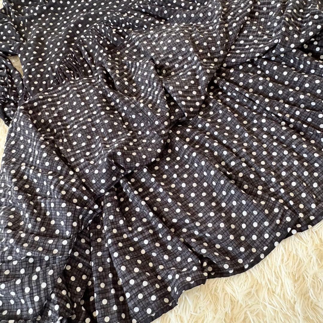 美品✨ビアズリー　ドットギャザーワンピース　チュニック　超フレア