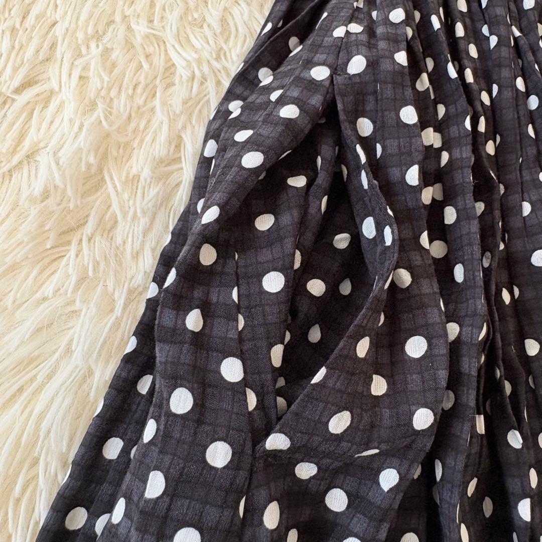 美品✨ビアズリー　ドットギャザーワンピース　チュニック　超フレア