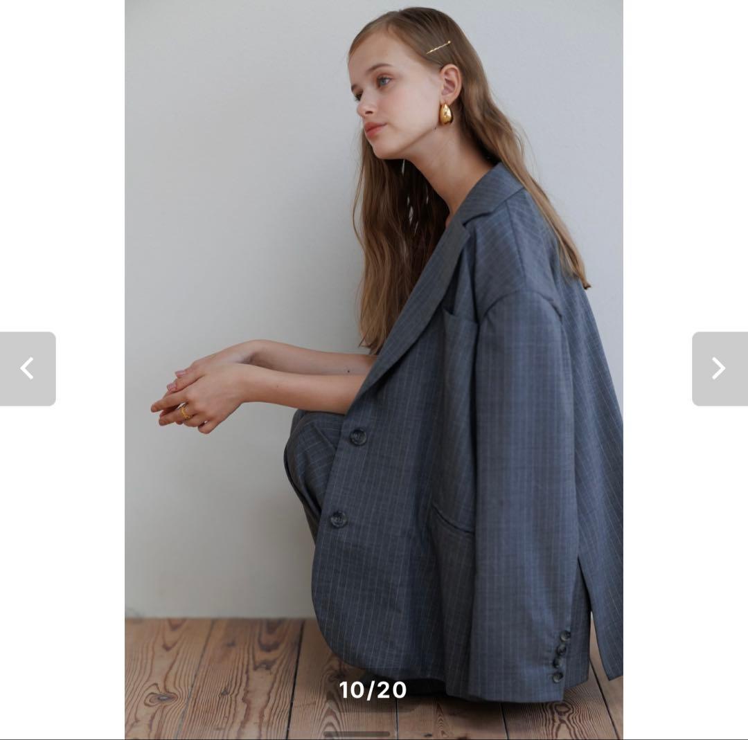 新品未着用　pois over jacket【ストライプ】