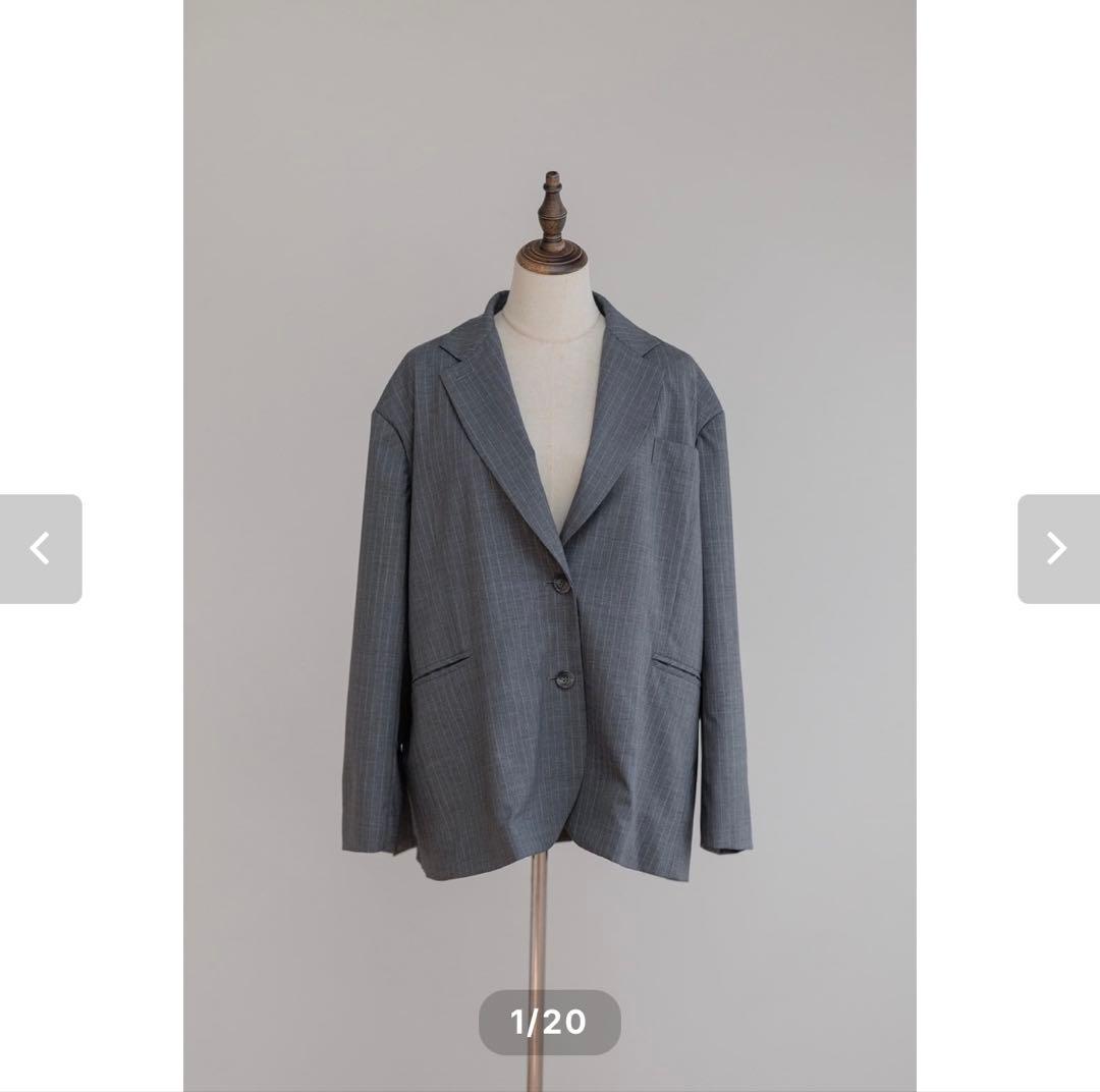 新品未着用　pois over jacket【ストライプ】