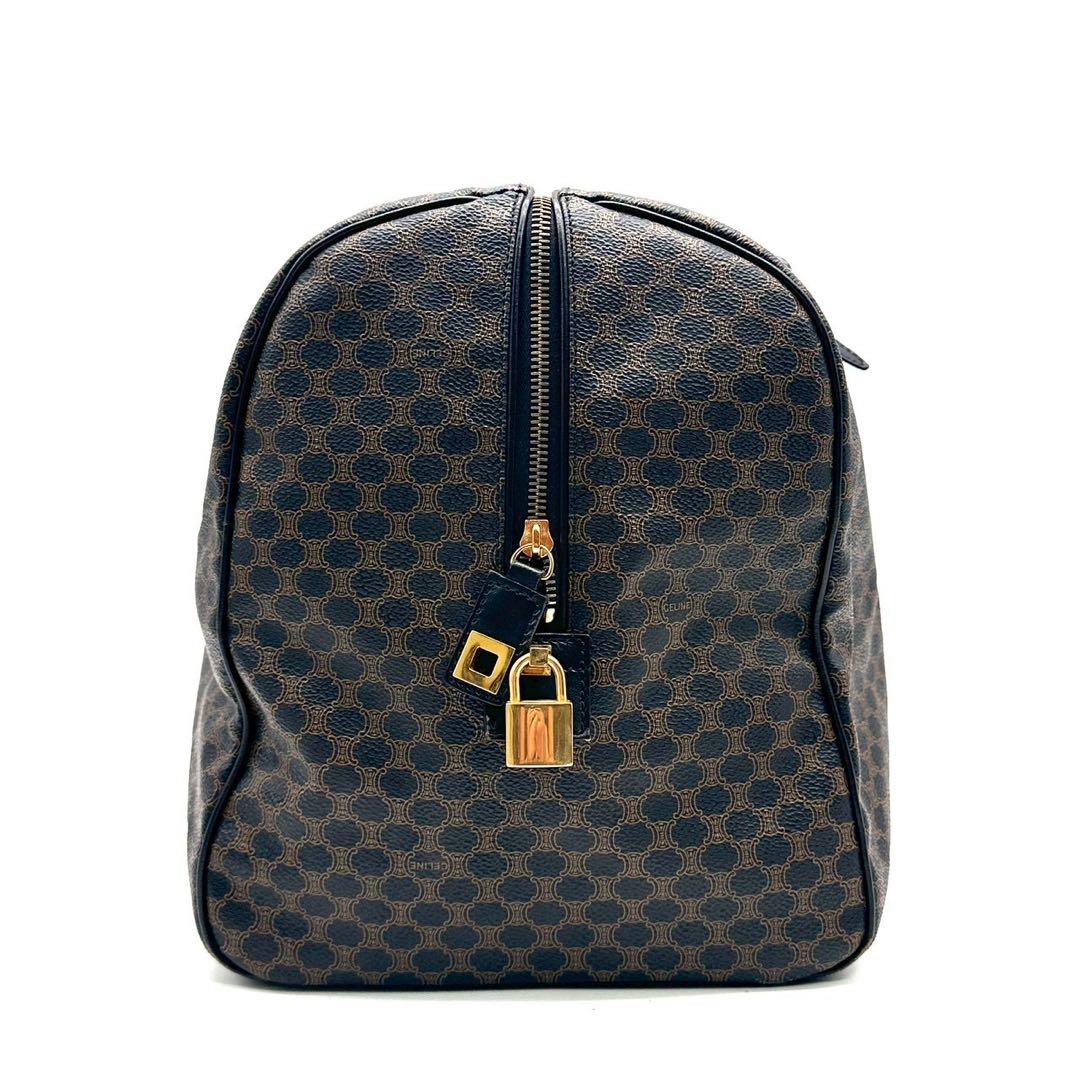 セリーヌ ボストンバッグ 黒マカダム PVC レザー 大容量 ブラック