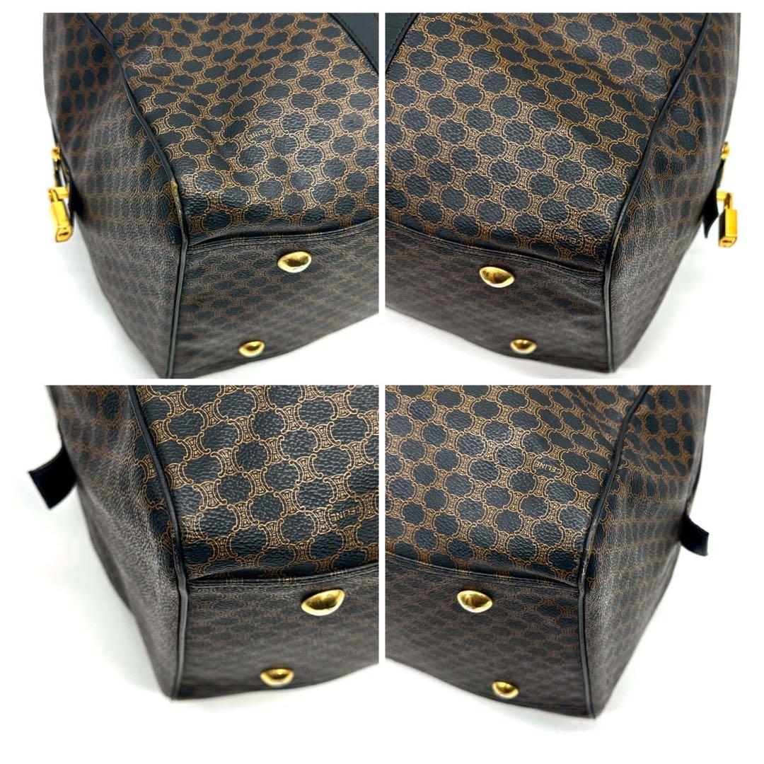 セリーヌ ボストンバッグ 黒マカダム PVC レザー 大容量 ブラック