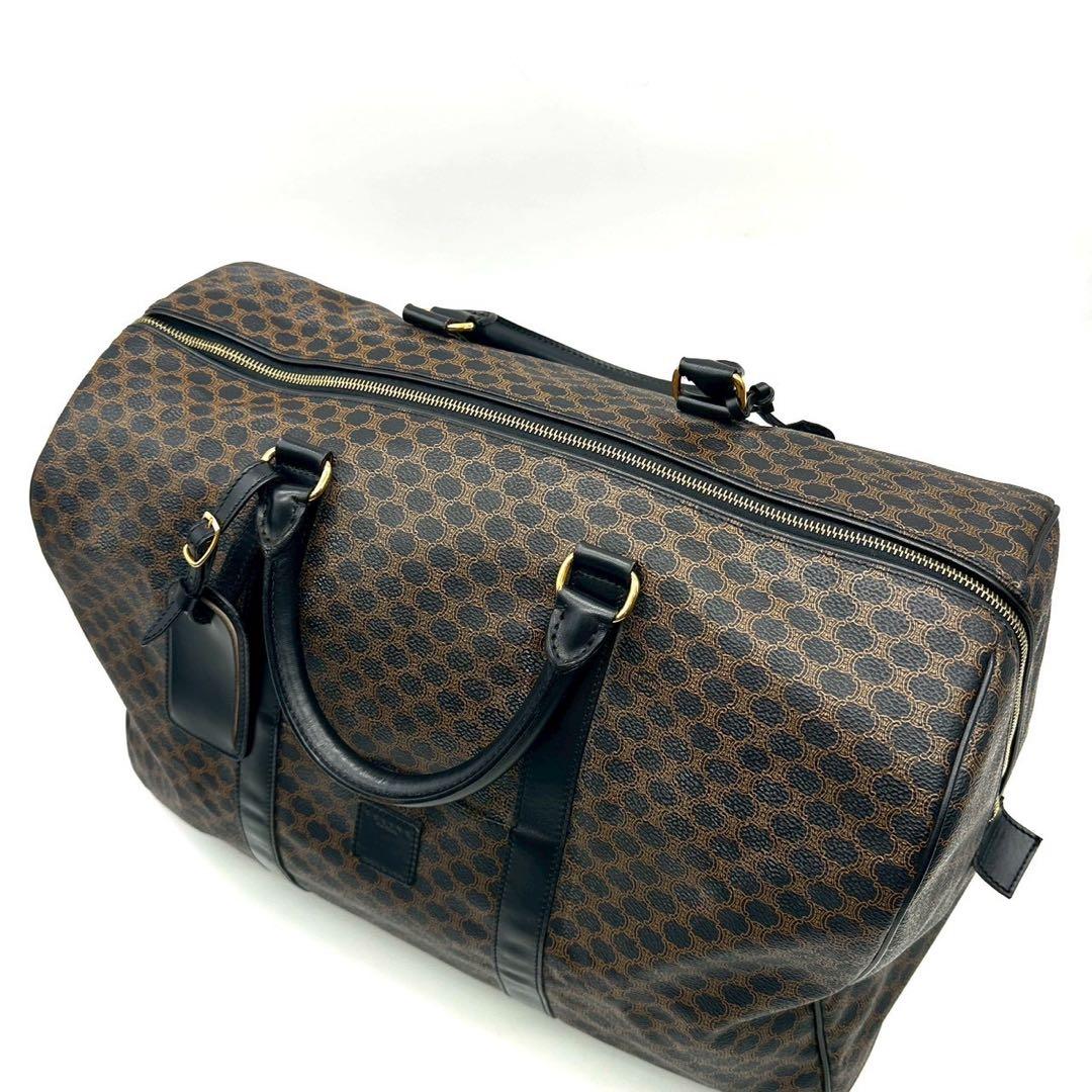 セリーヌ ボストンバッグ 黒マカダム PVC レザー 大容量 ブラック