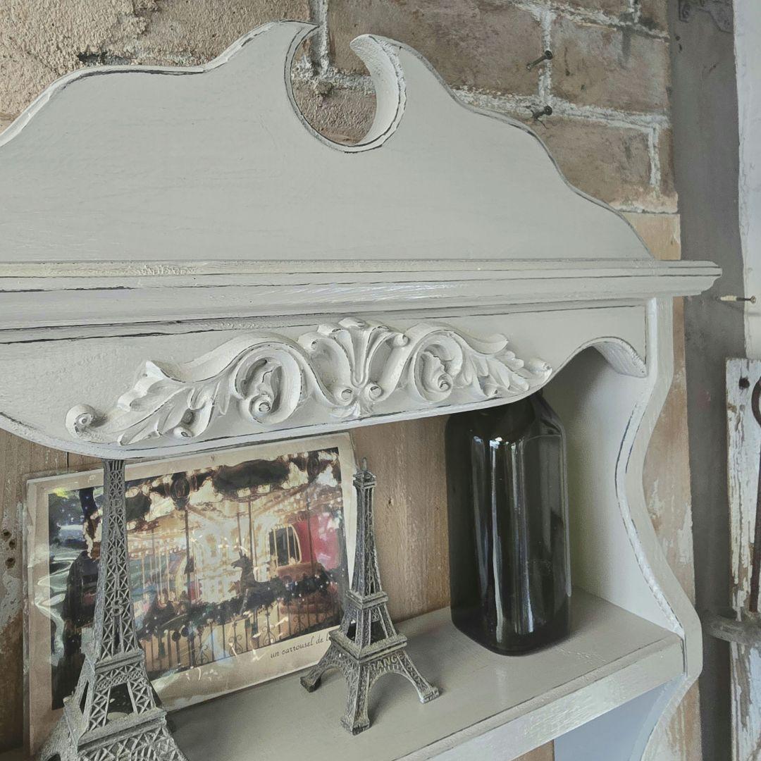 フレンチアンティークシャビー壁掛けシェルフ　ワイド450モール ベージュ