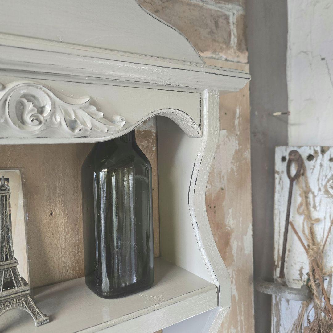 フレンチアンティークシャビー壁掛けシェルフ　ワイド450モール ベージュ