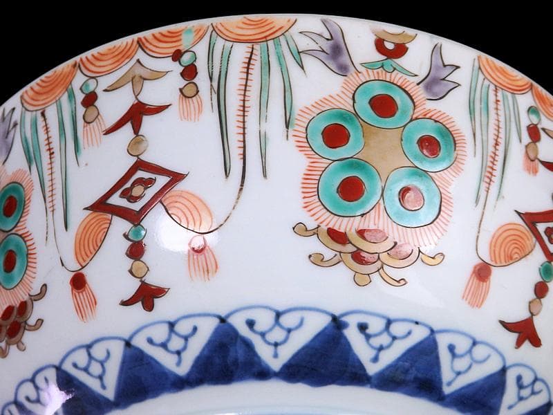 古伊万里　金襴手　牡丹に瓔珞紋の図　大鉢　B984AS-CWw