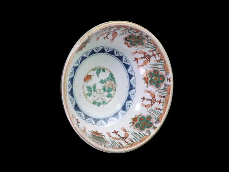 古伊万里　金襴手　牡丹に瓔珞紋の図　大鉢　B984AS-CWw