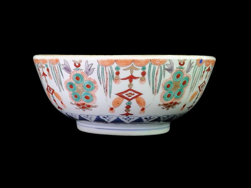 古伊万里　金襴手　牡丹に瓔珞紋の図　大鉢　B984AS-CWw