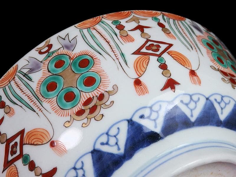 古伊万里　金襴手　牡丹に瓔珞紋の図　大鉢　B984AS-CWw