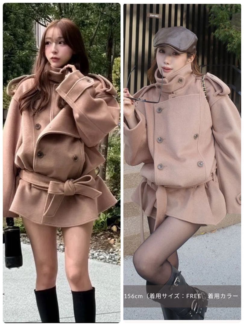 完全未開封ダーリッチ大人気ドロップショルダージャケットコートキャメルフリーL