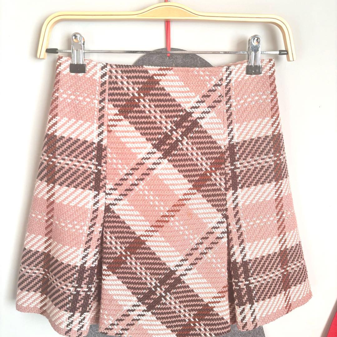 snidel ロービングチェックミニスカート ピンク 0サイズ
