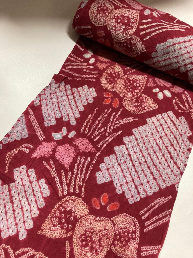 伝統工芸　有松総絞り　反物　手蜘蛛絞り　湯のし　幅だし済み　浴衣　リメイク