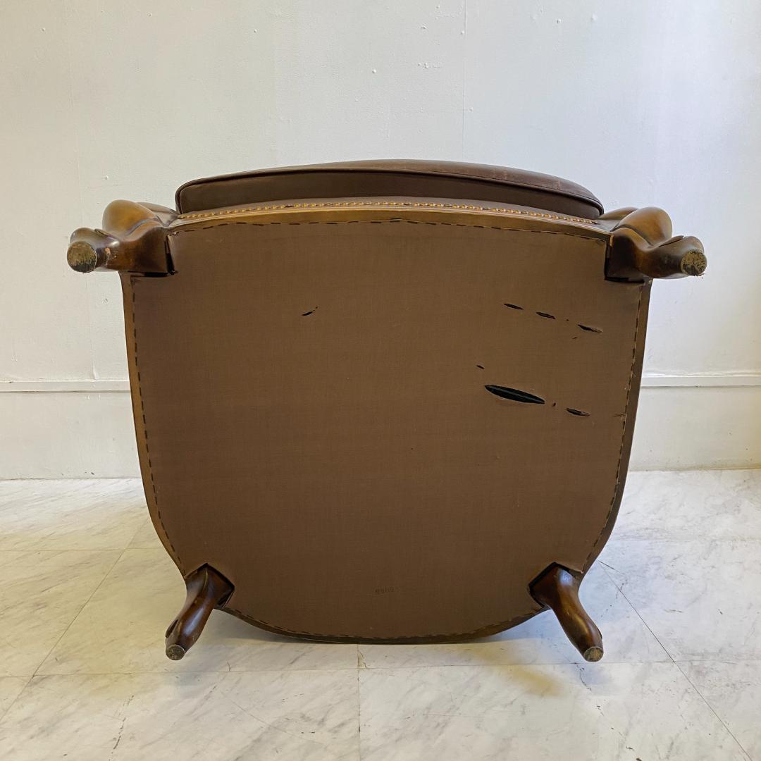 カリモク ヴィンテージ ドマーニ ルイ15ソファ 本革 レザー 希少