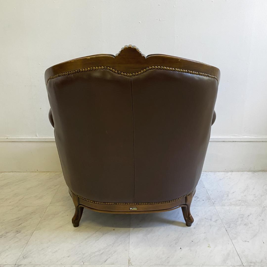 カリモク ヴィンテージ ドマーニ ルイ15ソファ 本革 レザー 希少