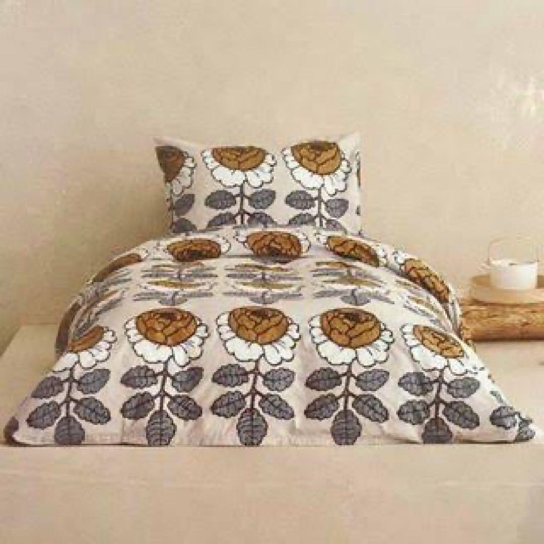 ②正規品新品 marimekko 掛け布団&枕カバー イエロー
