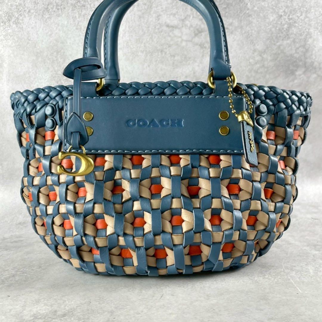 【未使用級】COACH コーチ カゴバッグ ブルー系 2044-603