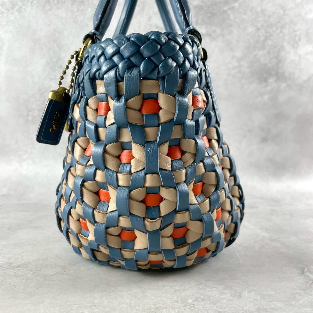 【未使用級】COACH コーチ カゴバッグ ブルー系 2044-603