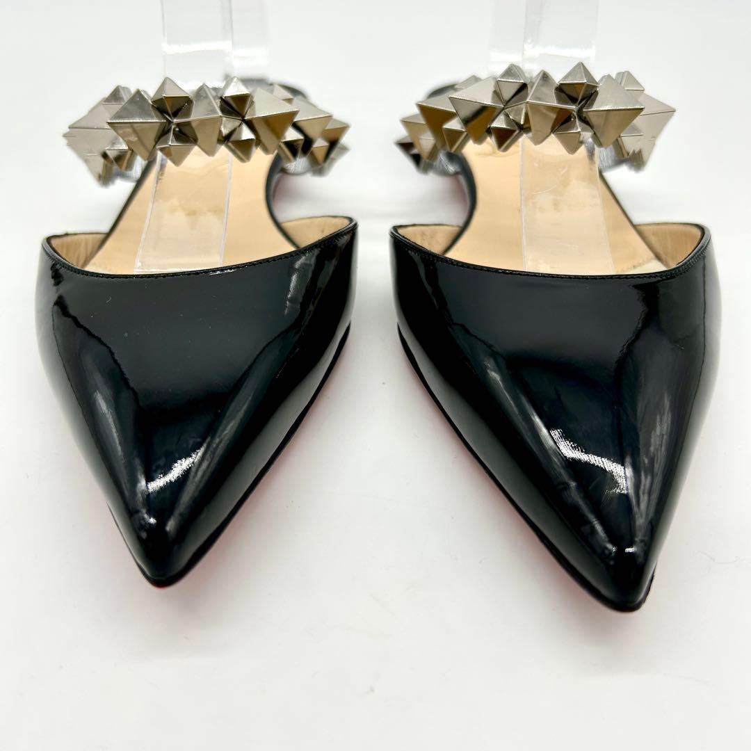 【未使用級】クリスチャンルブタン ミュール Planet Choc 黒 スタッズ