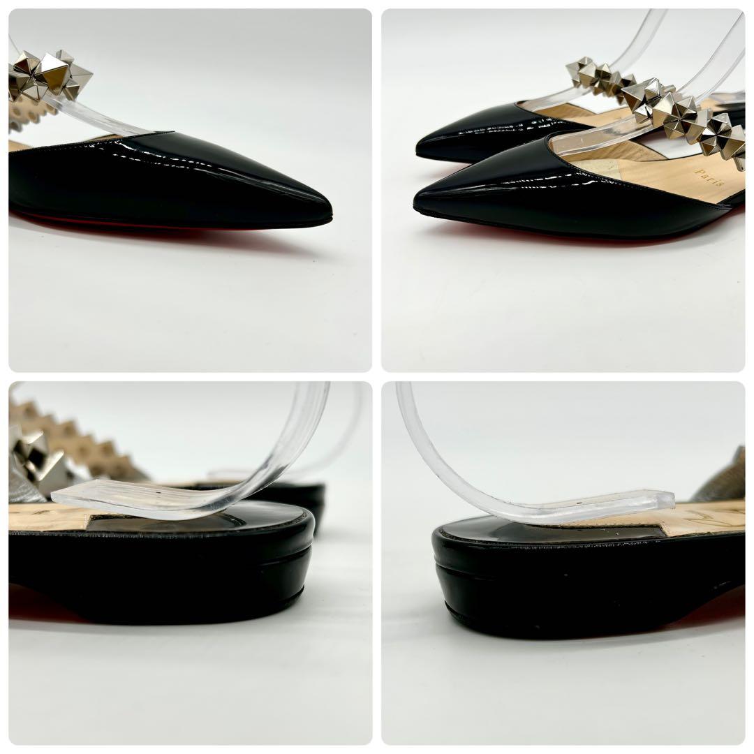 【未使用級】クリスチャンルブタン ミュール Planet Choc 黒 スタッズ