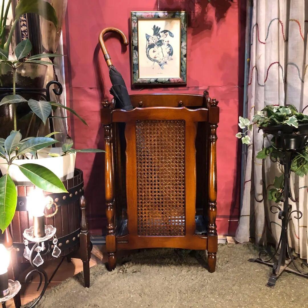 カリモク　ヴィンテージ コロニアル レインラック　傘立て