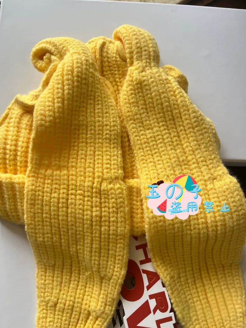 男女兼用LOVERBOY ウサギの耳ニット帽 黄