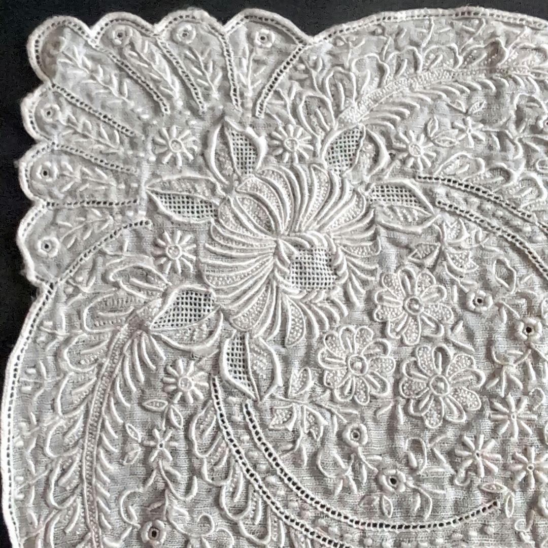 スワトウ　手刺繍「岳陽楼」汕頭ハンカチ　スワトー