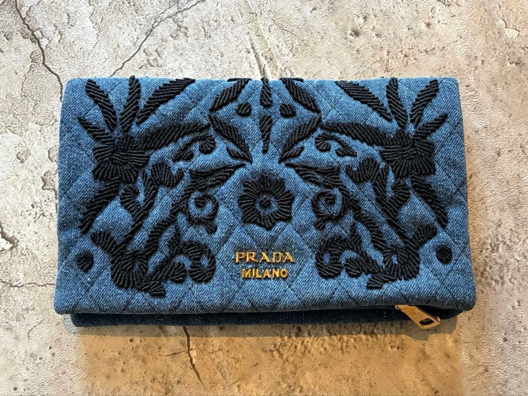 PRADA デニム　クラッチバッグ　美品