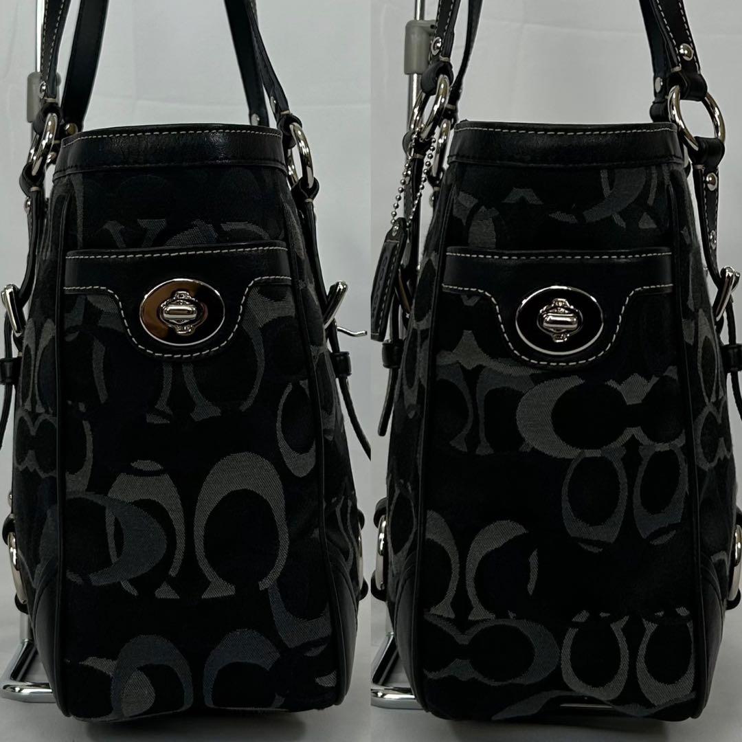 【極美品】コーチ 15669 トートバッグ シグネチャー ナイロン レザー 黒