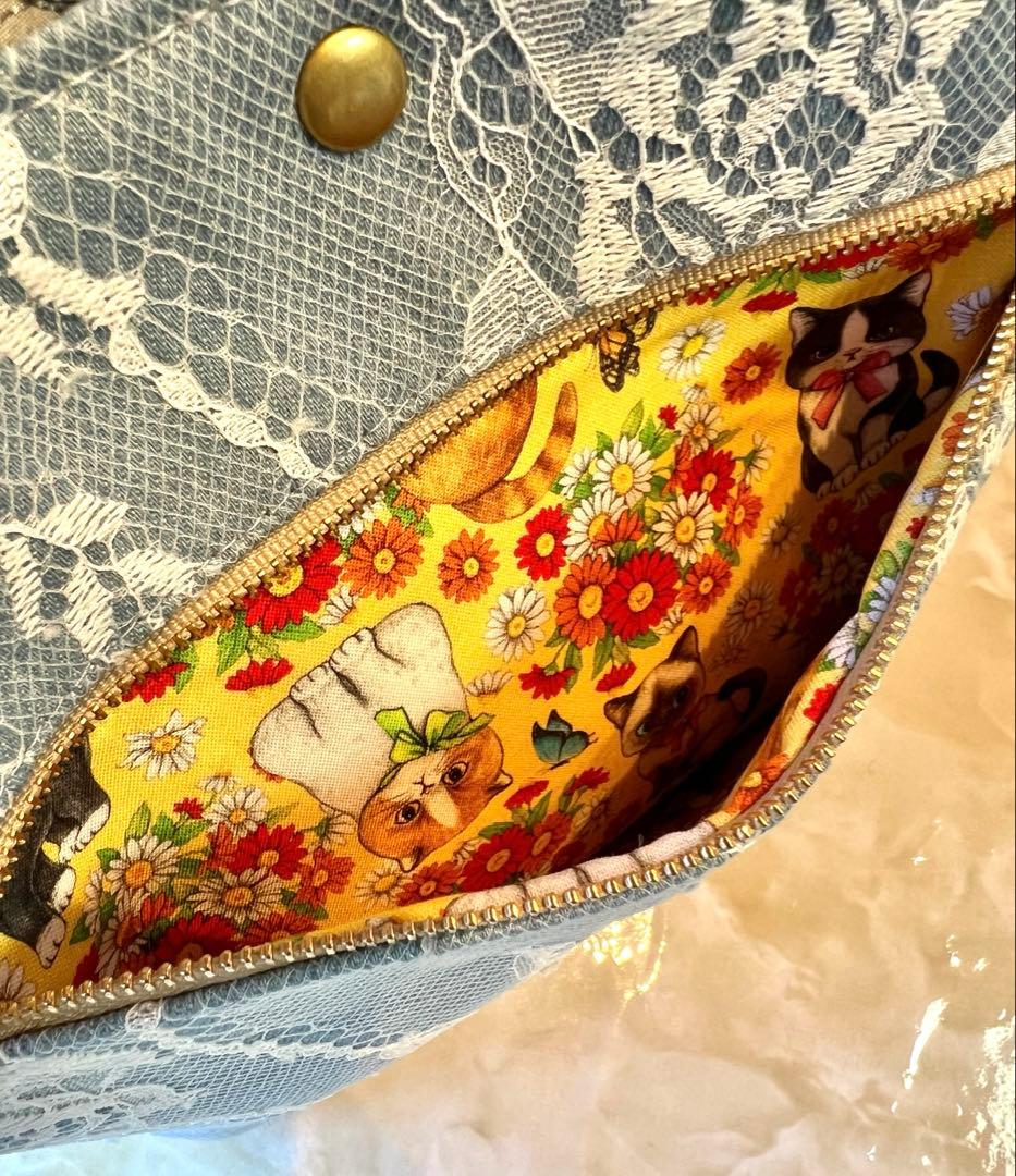 コヤンイサムチョン　レースデニム×ラメレース　ふんわりフリルバッグ