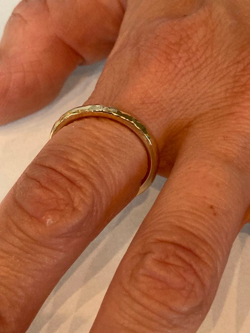 k18平甲丸槌目リング　鍛造　20号