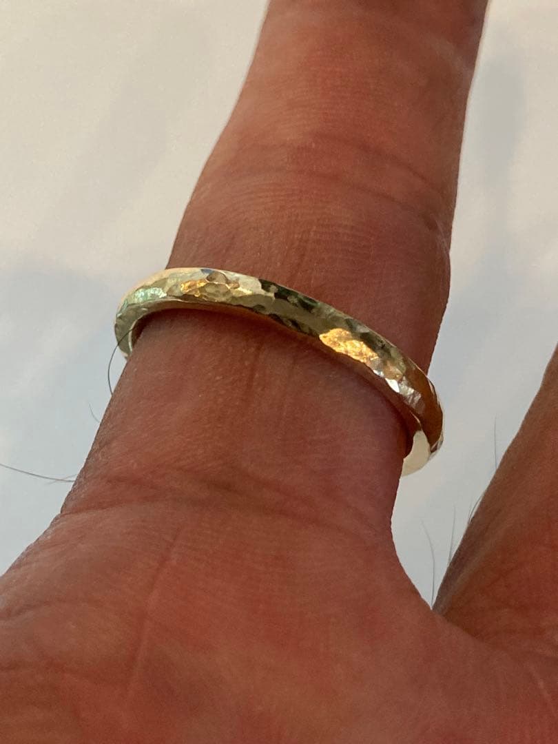 k18平甲丸槌目リング　鍛造　20号