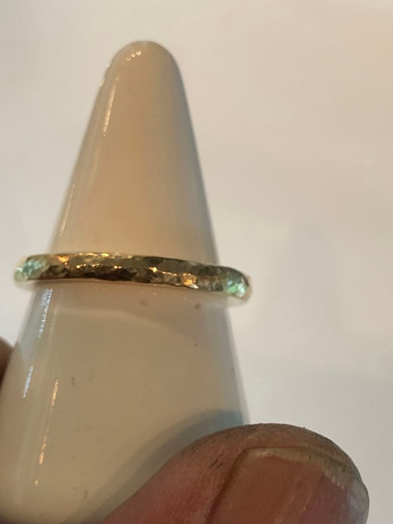 k18平甲丸槌目リング　鍛造　20号