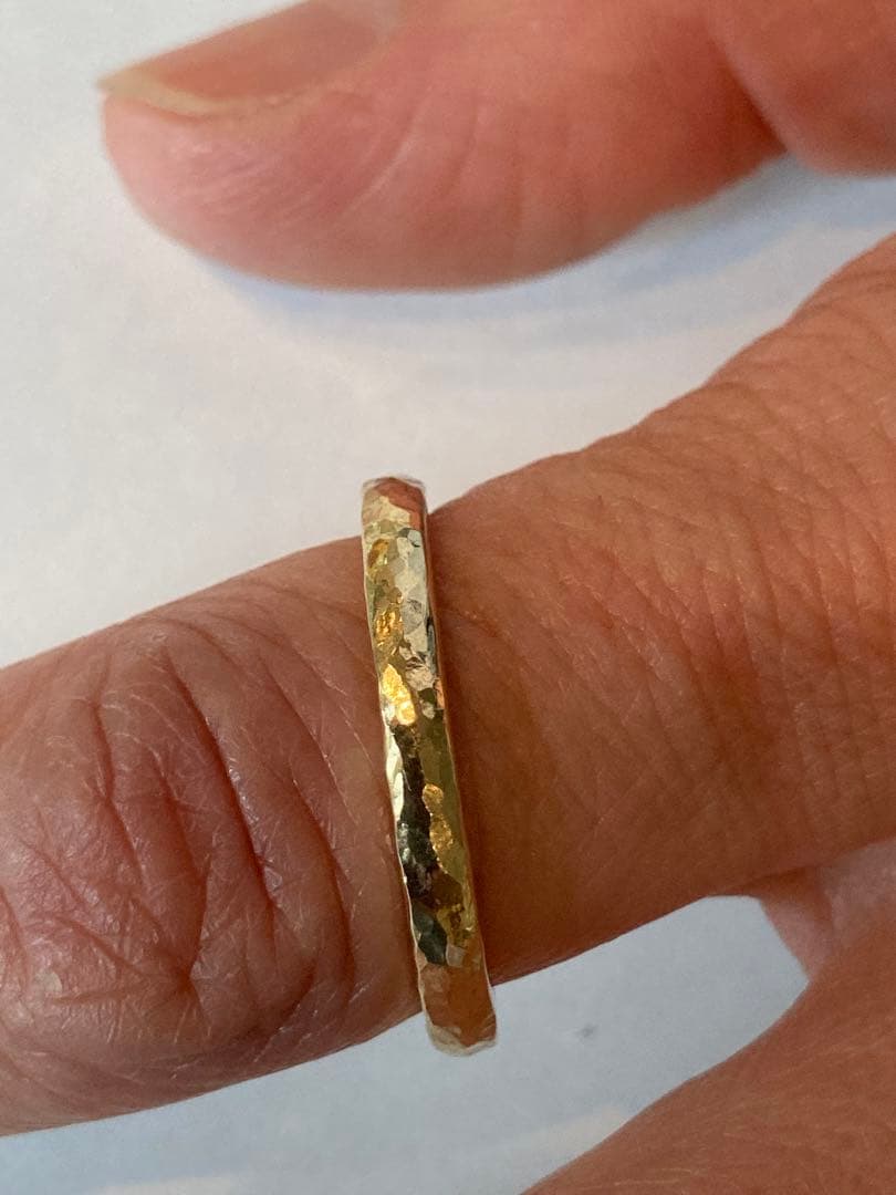 k18平甲丸槌目リング　鍛造　20号