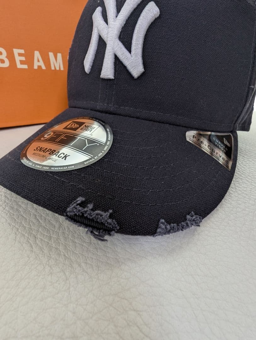 ビームス✕ニューエラ ダメージ キャップ ★ヤンキース★ネイビー帽子
