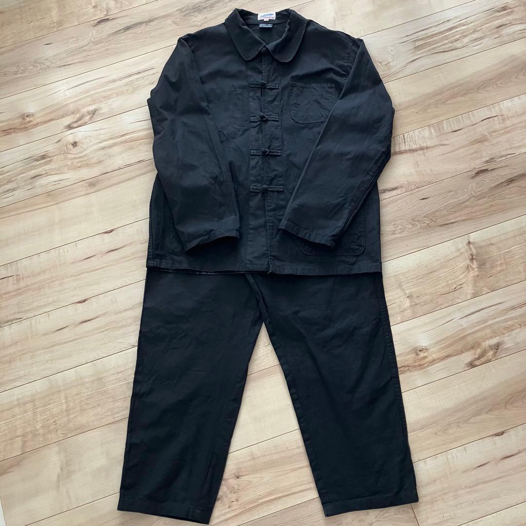 【希少 セットアップ】黒 フレンチチャイナ　チャイナシャツ