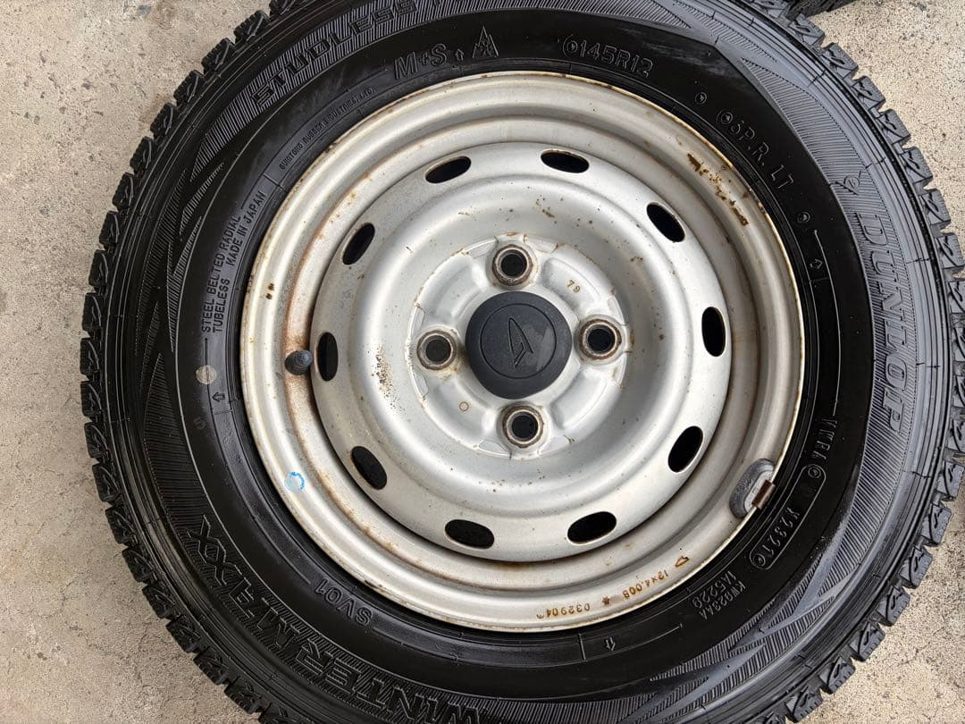 145R12 6PR 2021年製DUNLOP 4本　ダイハツ　スチールホイール