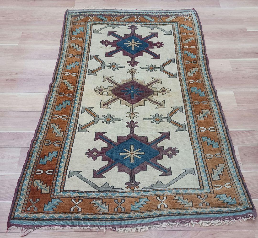 専用Y3049 トルコ絨毯 キリム ウール 手織り ラグマット 167×123㎝