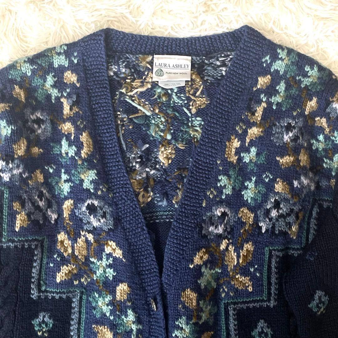 希少★LAURA ASHLEY ローラアシュレイ ニット カーディガン 刺繍